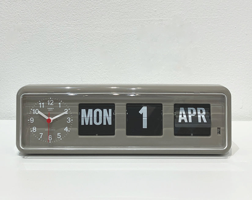 TWEMCO CALENDAR FLIP CLOCK - Gray TWEMCO CALENDAR FLIP CLOCK - Gray